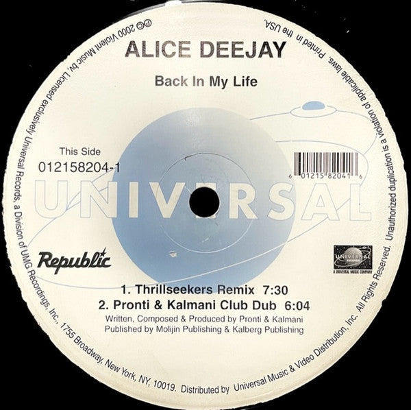 Alice Deejay - Back In My Life