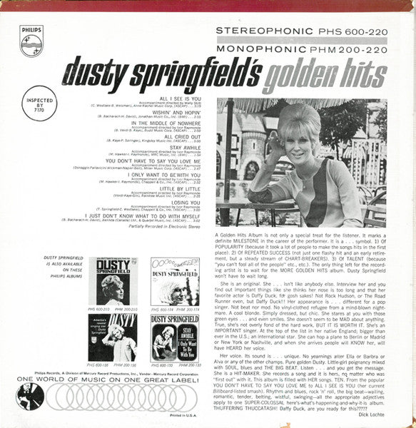 Dusty Springfield's Golden Hits