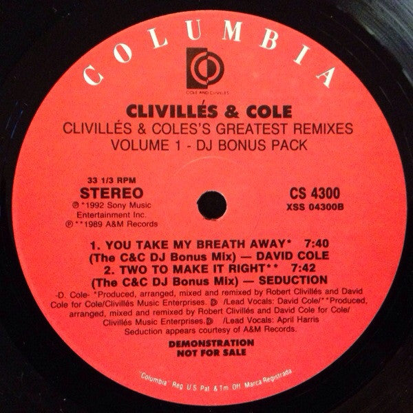 Clivillés & Cole's Greatest Remixes (Volume 1 - DJ Bonus Pack)