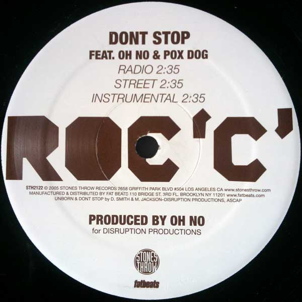 Roc 'C' - Don't Stop / Unborn