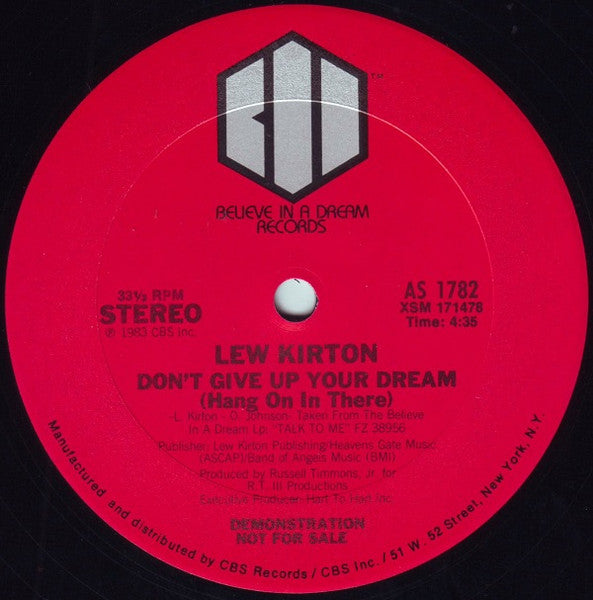Lew Kirton - Don't Give Up Your Dream (Hang On In There)