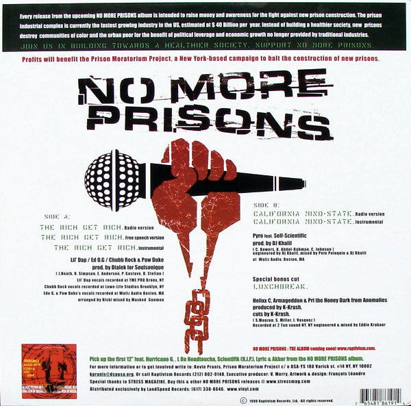 Various - No More Prisons (The Rich Get Rich / California Mindstate)
