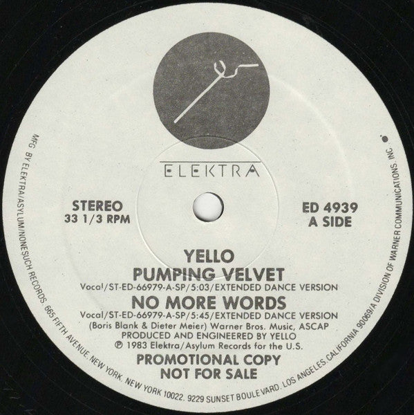 Yello - Pumping Velvet / No More Words / Lost Again / Bostich