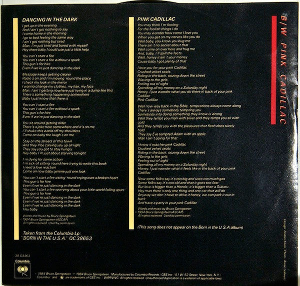 Bruce Springsteen - Dancing In The Dark / Pink Cadillac