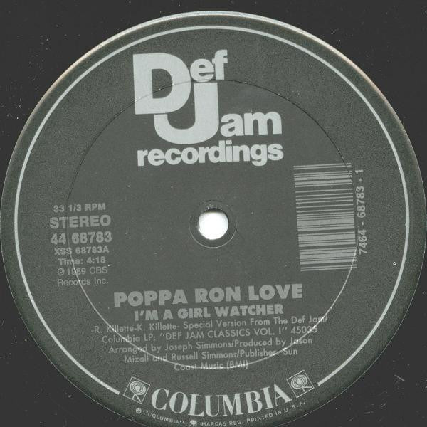 Poppa Ron Love - I'm A Girl Watcher / Cold Chillin' In The Spot