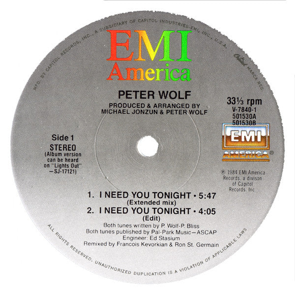 Peter Wolf - I Need You Tonight