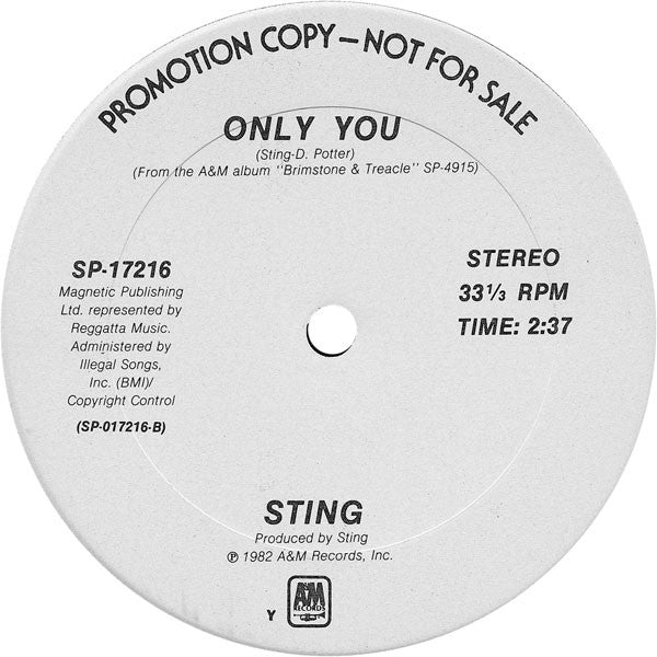The Police / Sting - I Burn For You / Only You [12" WHITE LABEL PROMO]