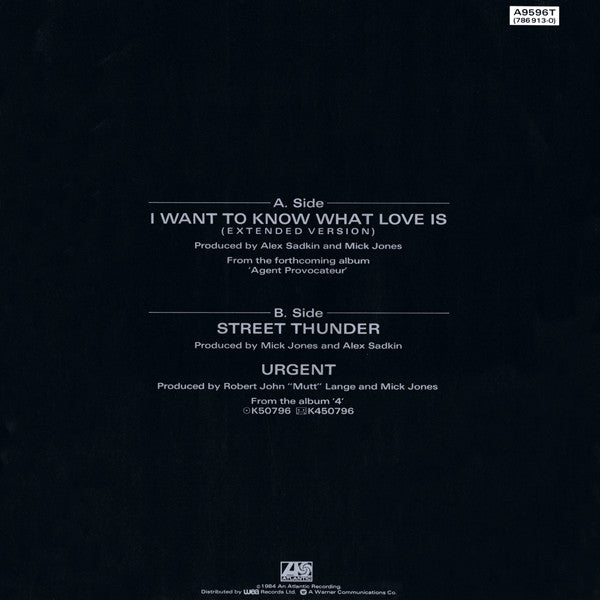 Foreigner - I Want To Know What Love Is / Urgent [12", UK IMPORT]