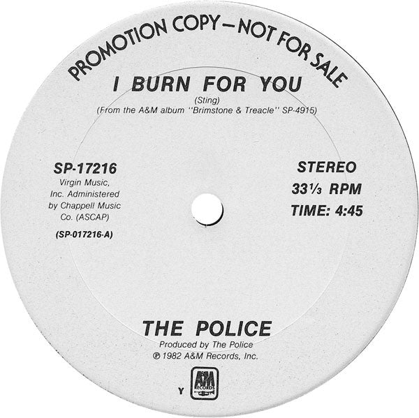The Police / Sting - I Burn For You / Only You [12" WHITE LABEL PROMO]