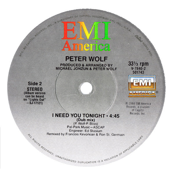 Peter Wolf - I Need You Tonight