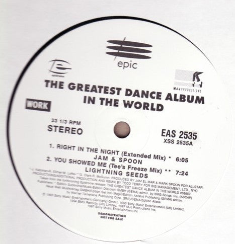 Various - The Greatest Dance Album In The World (12" Promo Sampler)
