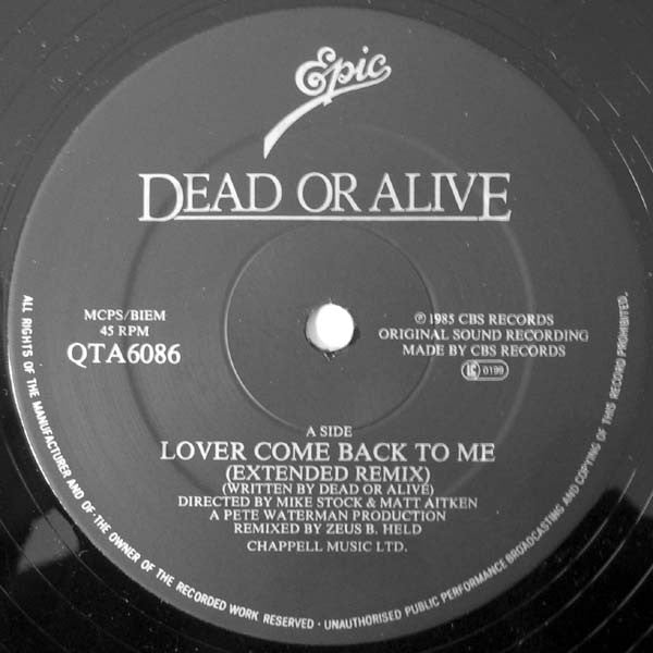 Dead Or Alive - Lover Come Back To Me (Extended Remix)