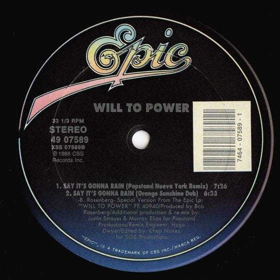 Will To Power - Say It's Gonna Rain (New Remixes)