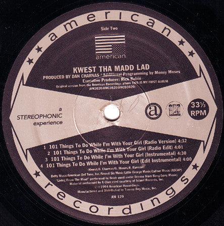 Kwest Tha Madd Lad - 101 Things To Do While I'm With Your Girl / Lubrication