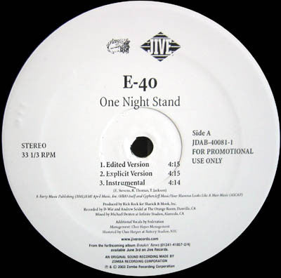 E-40 - One Night Stand / Gasoline