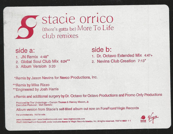 Stacie Orrico - (There's Gotta Be) More To Life (Club Remixes)