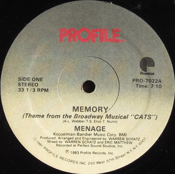Menage (2) - Memory (Theme From The Broadway Musical "Cats")
