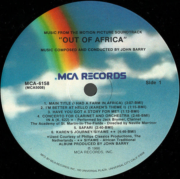 John Barry - Out Of Africa (Music From The Motion Picture Soundtrack)