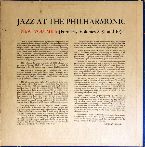 Jazz At The Philharmonic - Norman Granz' Jazz At The Philharmonic New Volume 6 (Formerly Vols. 8, 9, And 10)