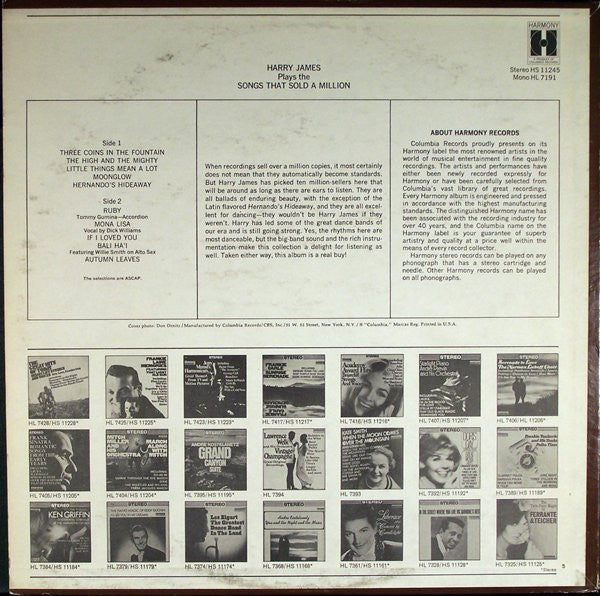 Harry James And His Orchestra - Songs That Sold A Million