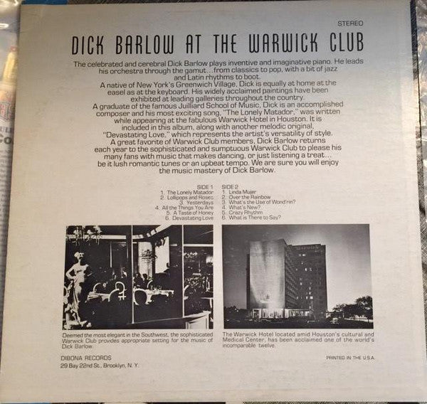 Dick Barlow At The Warwick Club