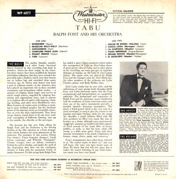 Ralph Font And His Orchestra - Tabu