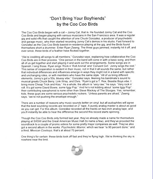 Coo Coo Birds - Don't Bring Your Boyfriends
