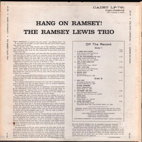 The Ramsey Lewis Trio - Hang On Ramsey!