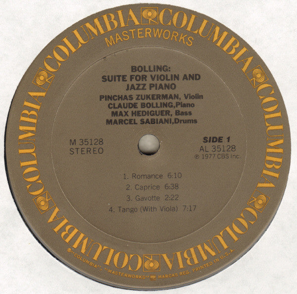 Pinchas Zukerman - Suite For Violin And Jazz Piano