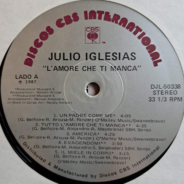 Julio Iglesias - Tutto L'Amore Che Ti Manca