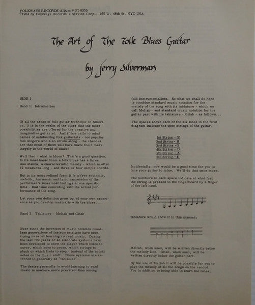 Jerry Silverman - The Art Of The Folk-Blues Guitar : An Instruction Record Based On The Book "The Art Of The Blues Guitar"