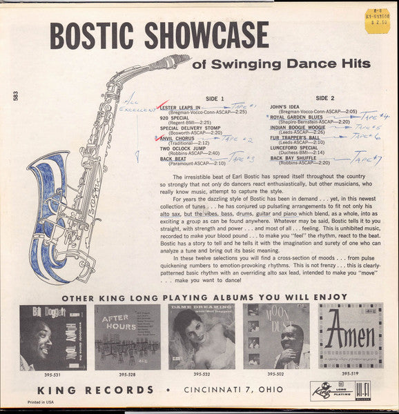Earl Bostic - Bostic Showcase Of Swinging Dance Hits