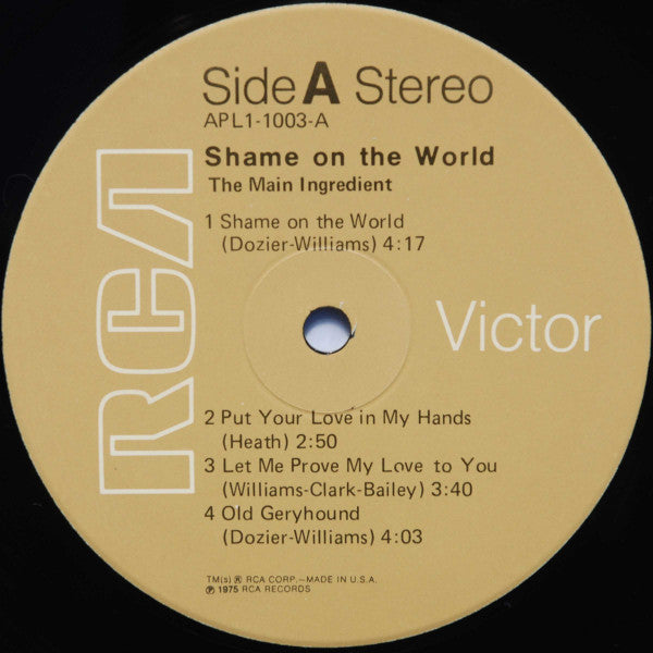 The Main Ingredient - Shame On The World