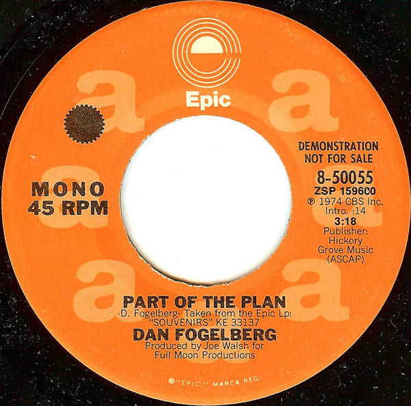 Dan Fogelberg - Part Of The Plan [WHITE LABEL PROMO]