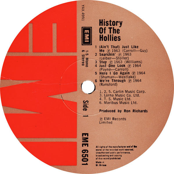The Hollies - The History Of The Hollies - 24 Genuine Top Thirty Hits