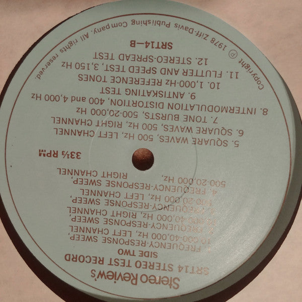 No Artist - Stereo Test Record - Model SRT14 (For Home And Laboratory Use)