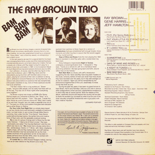 Ray Brown Trio feat. Gene Harris & Jeff Hamilton - Bam Bam Bam