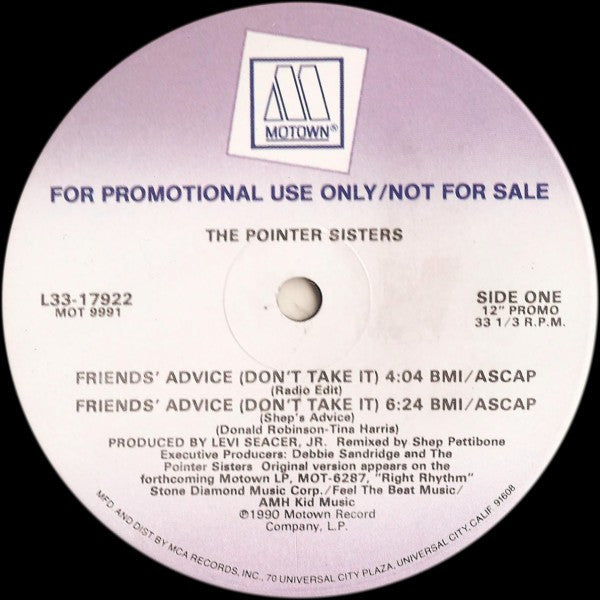 Pointer Sisters - Friends' Advice (Don't Take It)