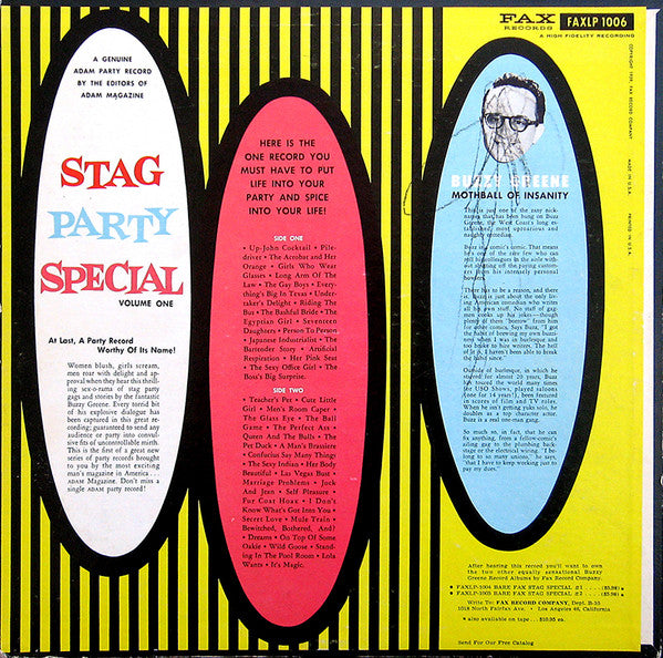 Buzzy Greene - Stag Party Special Volume One