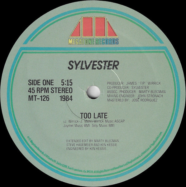 Sylvester - Too Late / Trouble In Paradise (Remix)