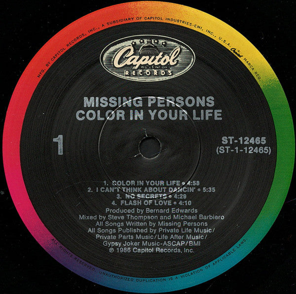 Missing Persons - Color In Your Life