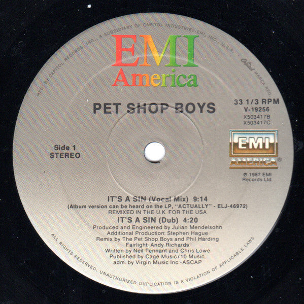 Pet Shop Boys - It’s A Sin (4 Special Mixes Of)