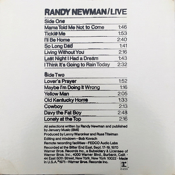 Randy Newman - Live