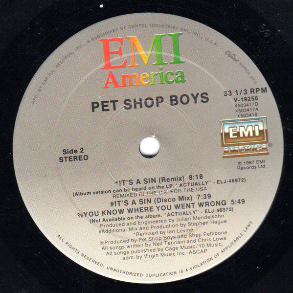 Pet Shop Boys - It’s A Sin (4 Special Mixes Of)