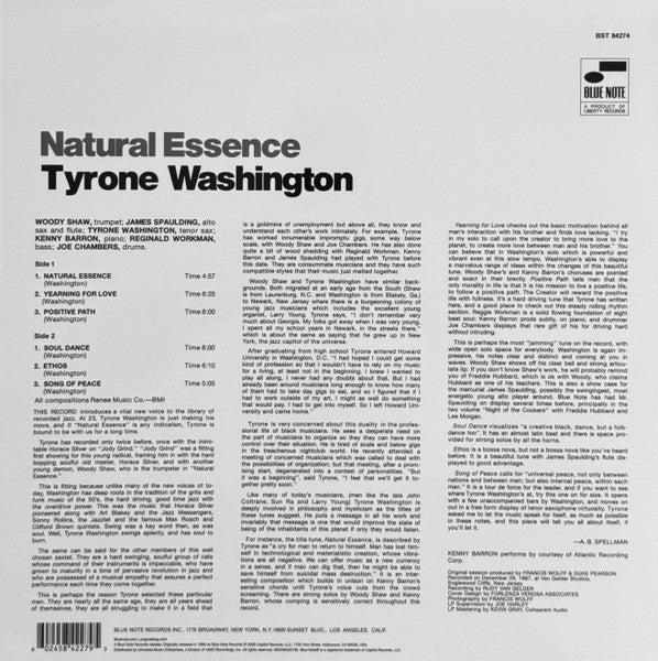 Tyrone Washington - Natural Essence [180g, BLUE NOTE TONE POET SERIES]
