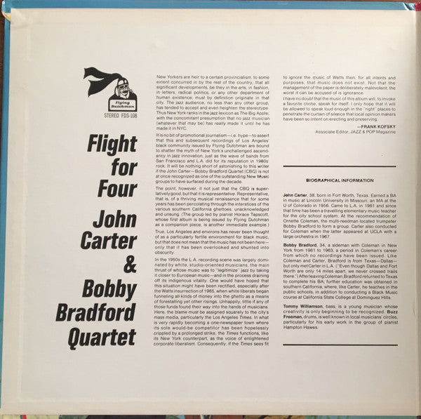 John Carter & Bobby Bradford Quartet - Flight For Four [WHITE LABEL PROMO, 1969]