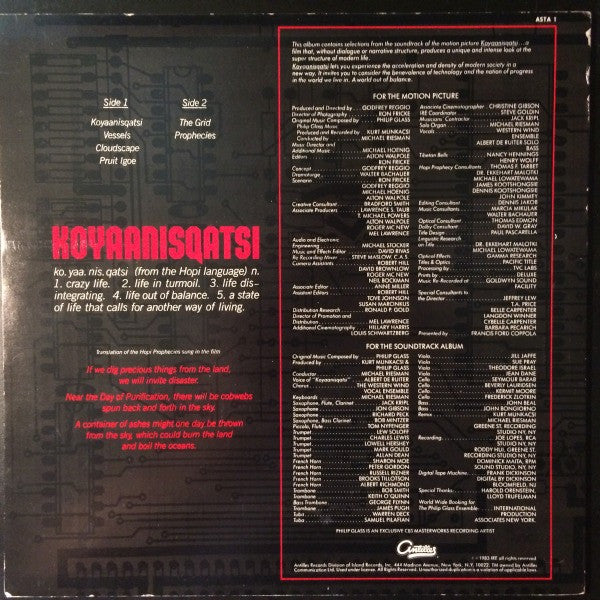 Philip Glass - Koyaanisqatsi (Life Out Of Balance) (Original Soundtrack Album From The Motion Picture)