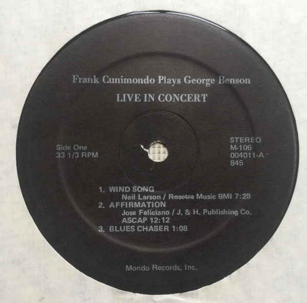 Frank Cunimondo Plays George Benson Live In Concert