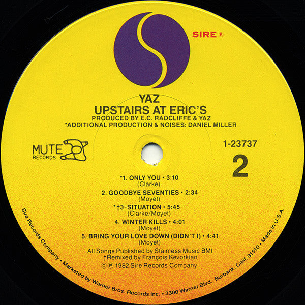 Yazoo - Upstairs At Eric's