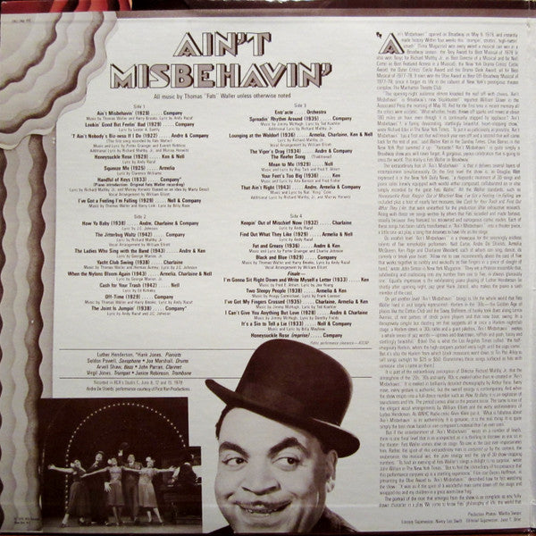 "Ain't Misbehavin'" Original Broadway Cast - Ain't Misbehavin': The New Fats Waller Musical Show